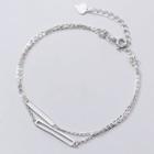 925 Sterling Silver Bar Layered Bracelet S925 Silver - Silver - One Size