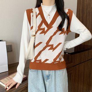 V-neck Knit Vest / Long-sleeve Mock-neck Plain Top (various Designs)