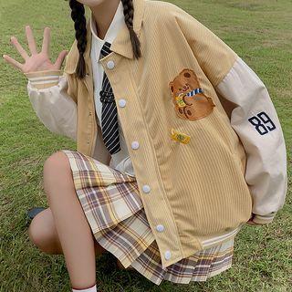 Corduroy Paneled Button Jacket