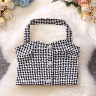 Patterned Faux Pearl Halter Top