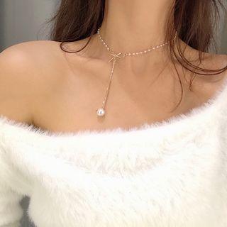 Faux Leather Y Pendant Choker As Shown In Figure - One Size