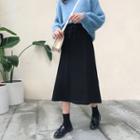 High Waist Midi A-line Knit Skirt