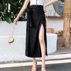 High Waist Slit Wrapped Chiffon Skirt