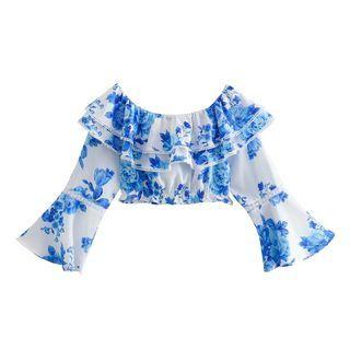 Off-shoulder Floral Lace Panel Crop Top