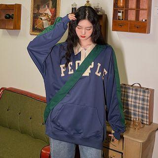 Color Block Half-zip Collar Sweatshirt