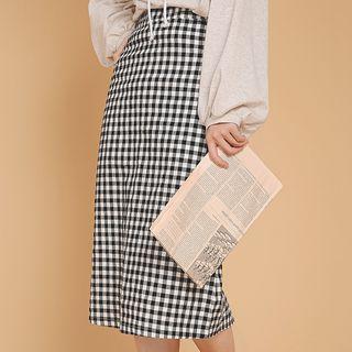Checked Midi Straight-fit Skirt