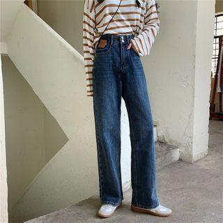 High-waist Wide Leg Applique Jeans
