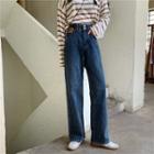 High-waist Wide Leg Applique Jeans