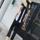 Set: Tie-back Sleeveless Top + Cropped Dress Pants