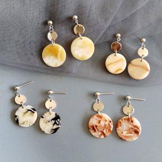 Printed Disc Drop Earring