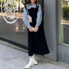 Long-sleeve Frill Trim Shirt / Midi A-line Overall Dress