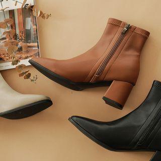 Block-heel Cowhide Ankle Boots
