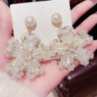 Flower Faux Crystal Faux Pearl Dangle Earring 1 Pair - E0332 - White - One Size