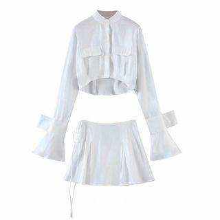 Plain Cropped Blouse / Mini A-line Skirt / Set