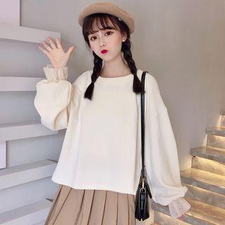Puff-sleeve Sweatshirt Almond - One Size