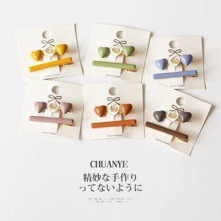 Set Of 2: Heart / Bar Alloy Hair Clip (various Designs)
