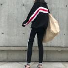 Striped Sweatshirt / Contrast Trim Skinny Pants