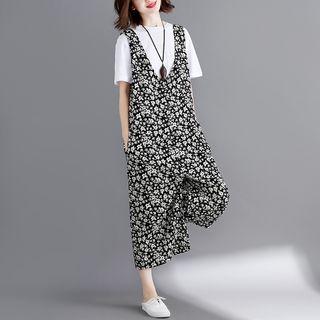 Floral Cropped Wide-leg Jumpsuit