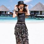 Set: Ruffle Trim Tankini + Cropped Pants