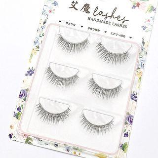 Set Of 3: False Eyelashes (c43) Black - 9mm