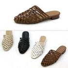 Genuine Leather Woven Mules