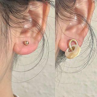 Geometric Acrylic Bead Asymmetrical Alloy Earring 1 Pair - 2612a - Gold - One Size
