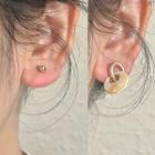 Geometric Acrylic Bead Asymmetrical Alloy Earring 1 Pair - 2612a - Gold - One Size