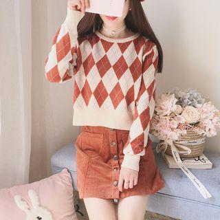 Cropped Argyle Sweater