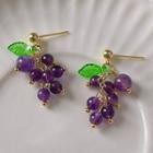 Grapes Faux Crystal Alloy Dangle Earring 1 Pair - C-680 - Green & Dark Purple - One Size
