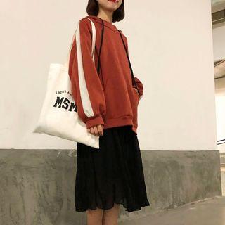 Contrast-trim Hooded Long-sleeve Sweater