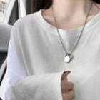 Disc Pendant Alloy Necklace 1 Pc - 2458 - Silver - One Size