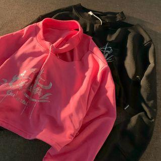 Rhinestone Cutout Sweatshirt