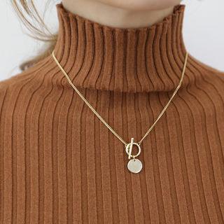 Disc-pendant Chain Necklace Gold - One Size