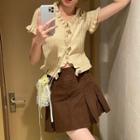 Short-sleeve Cardigan / Pleated Skirt
