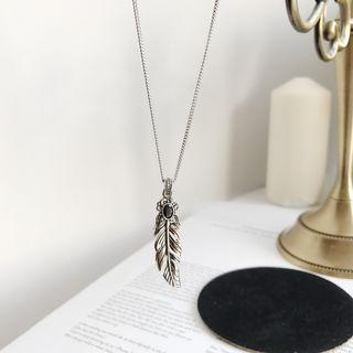 Feather Pendant Sterling Silver Necklace L021 - Silver - One Size