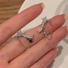 Star Rhinestone Chained Alloy Earring 1 Pair - Earring - With Earring Backs - Silver - One Size