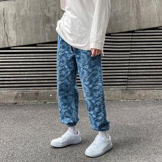 Paisley Print Wide Leg Jogger Jeans