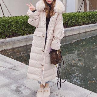 Long-sleeve Furry Trim Long Padded Jacket