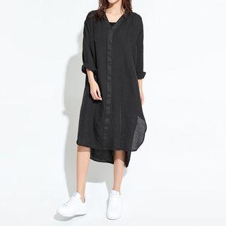 Plain Split Neck Shirtdress