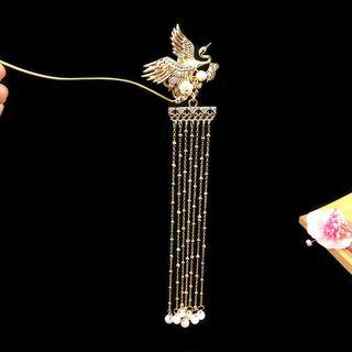 Retro Alloy Crane Fringed Hair Stick