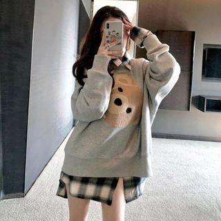 Bear Applique Pullover / Hoodie / Lettering Sweatpants