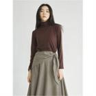 Turtle-neck Plain Top Brown - One Size