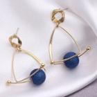 Triangular Bead Drop Earring A245 - 1 Pair - Gold & Blue - One Size