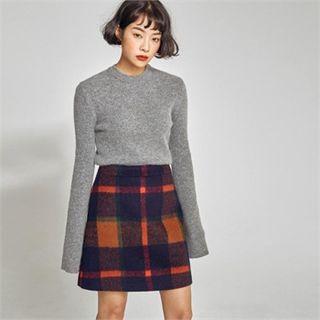 From Seoul Check Wool Blend Mini Skirt