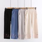 Flower Embroidered Straight Leg Pants