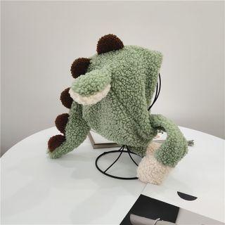 Dinosaur Tail Shearling Trapper Hat Light Green - One Size