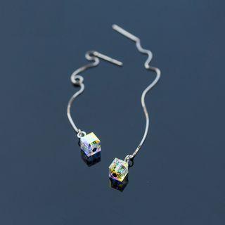 Cube Faux Crystal Sterling Silver Dangle Earring 1 Pair - Silver - One Size