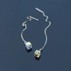 Cube Faux Crystal Sterling Silver Dangle Earring 1 Pair - Silver - One Size
