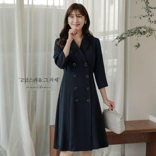 Double-breasted A-line Midi Coatdress