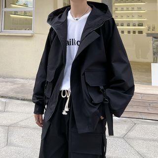 Hooded Buckled Zip Jacket